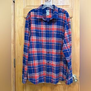 Gap untucked size 2XL orange and cobalt flannel shirt